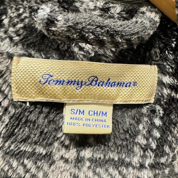 Tommy Bahama Robe Mens Small Black Gray Plaid Belted Plush Comfy Loungewear - Picture 3 of 9